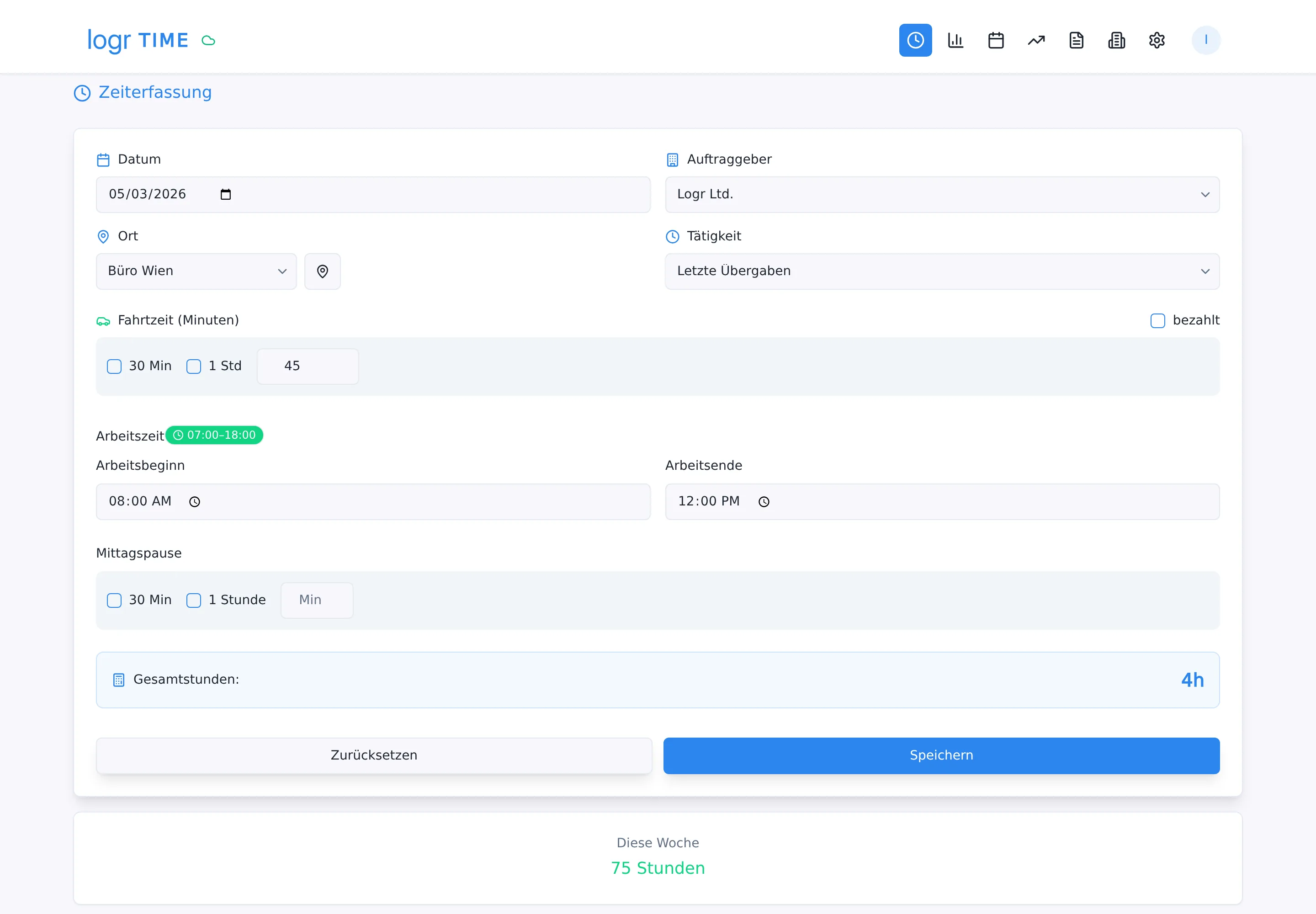Logr Time – Dashboard
